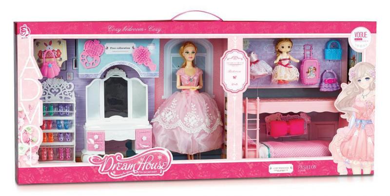 Набор мебели Dream House + 2 куклы в коробке